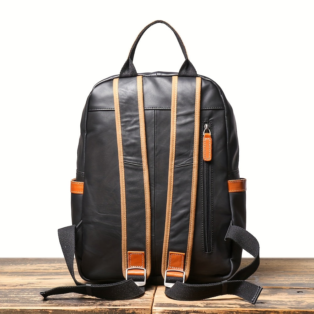 Unisex Ultra Soft Army Green Leather Work Backpack