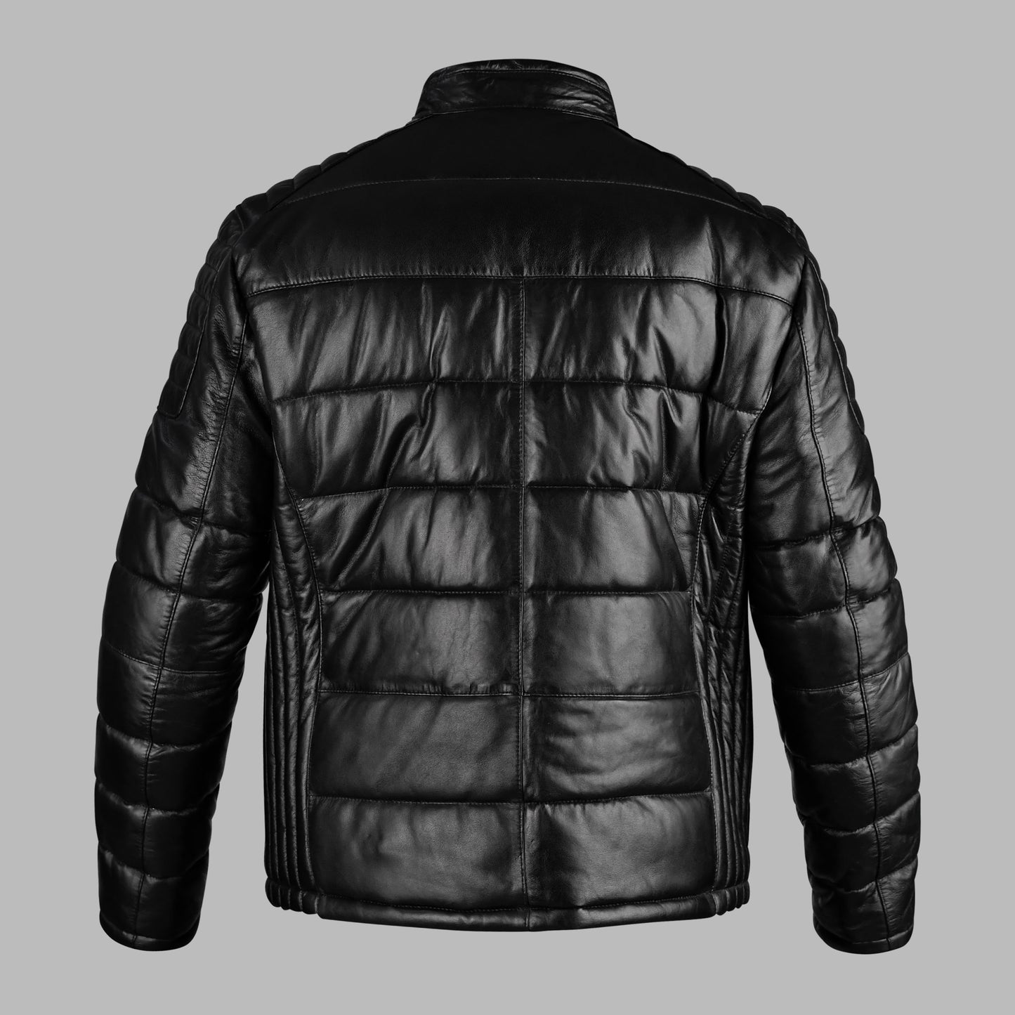 One Block Black Down Leather Jacket