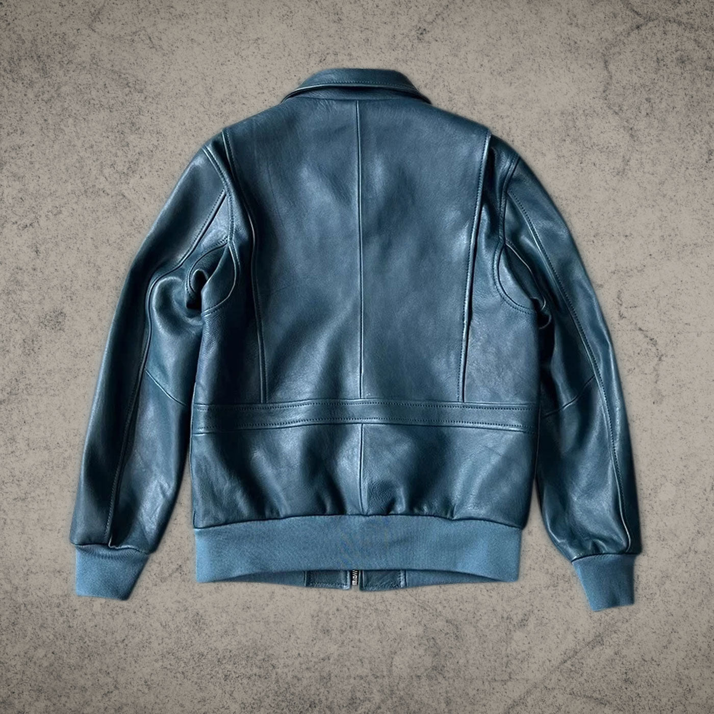British Blue Bomber Leather Jacket