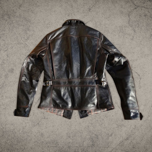 Black Leather Moto Jacket With Belt