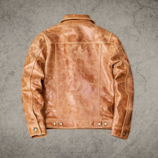 Retro Brown Leather Jacket Shirt