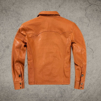 Vintage Brown Leather Jacket Shirt