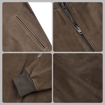 Brown Suede Leather Jacket For Men