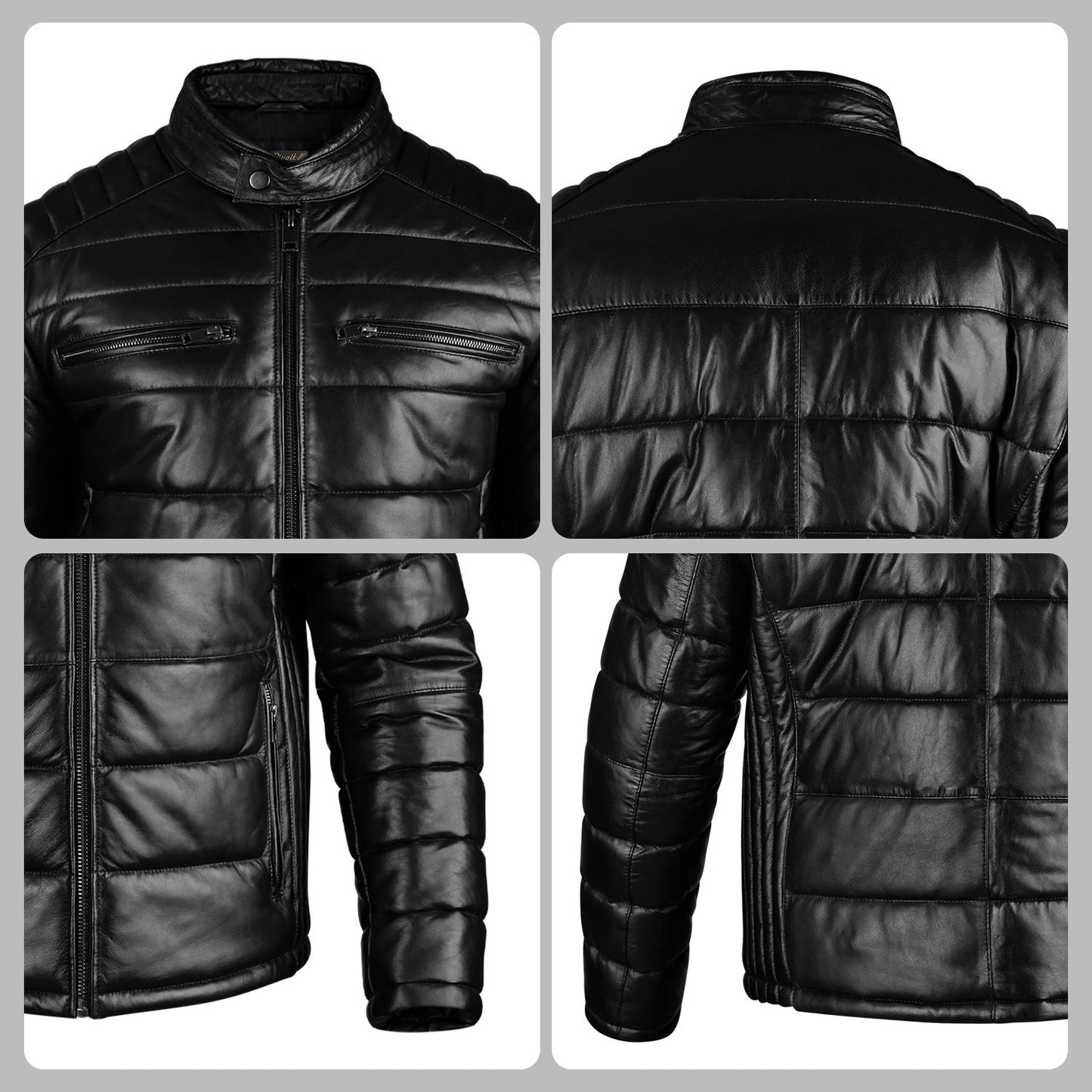 One Block Black Down Leather Jacket