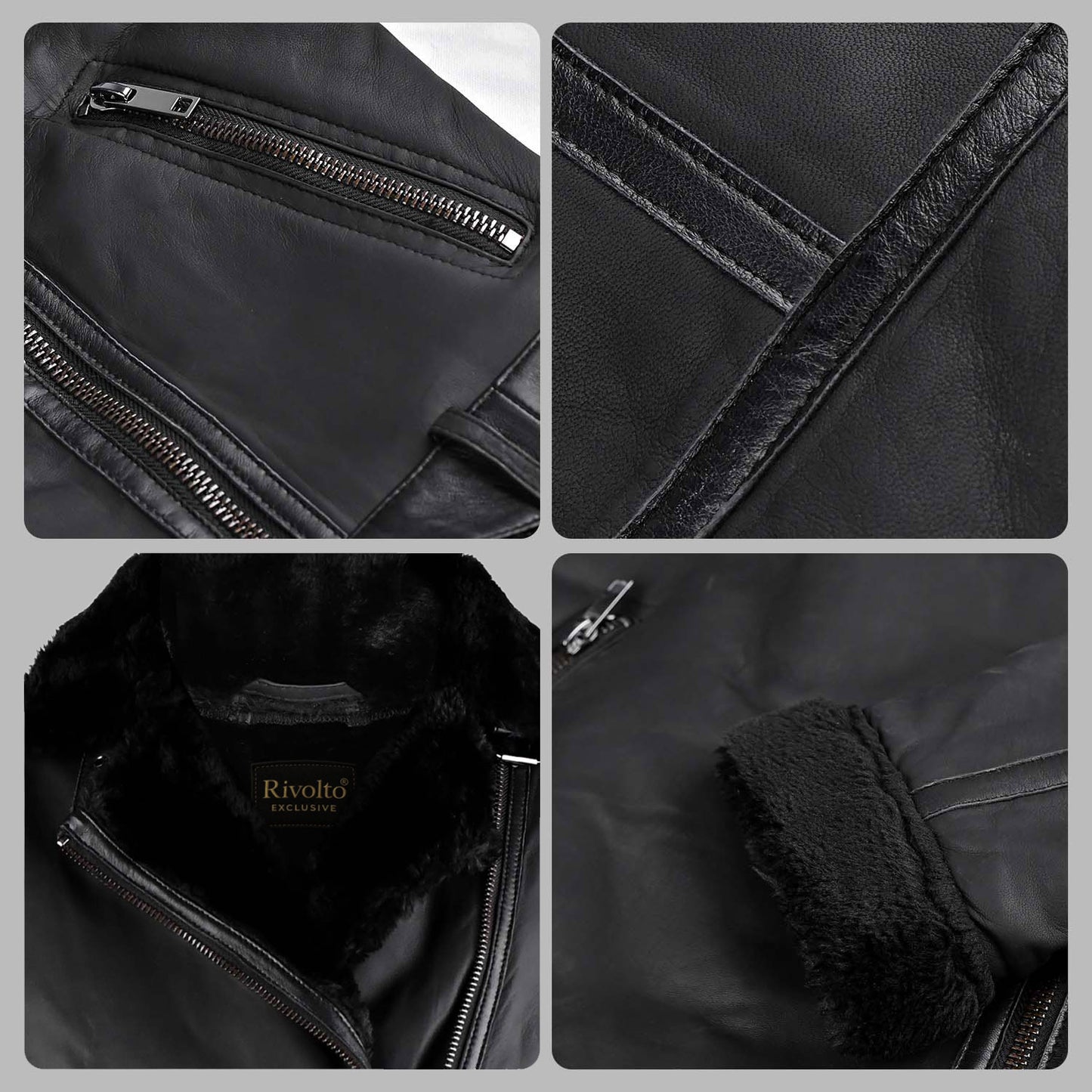 Black Sheepskin Mens Biker Jacket