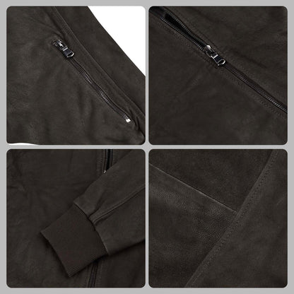 Coffee Brown Suede Leather Jacket For Men