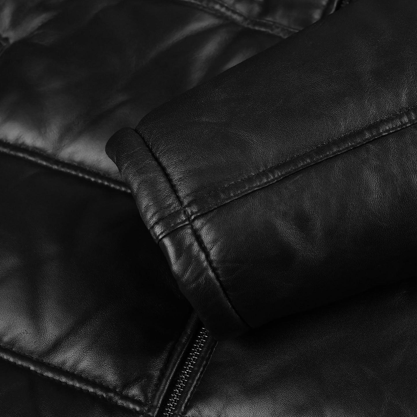 Black Puffer Leather Jacket For Womens