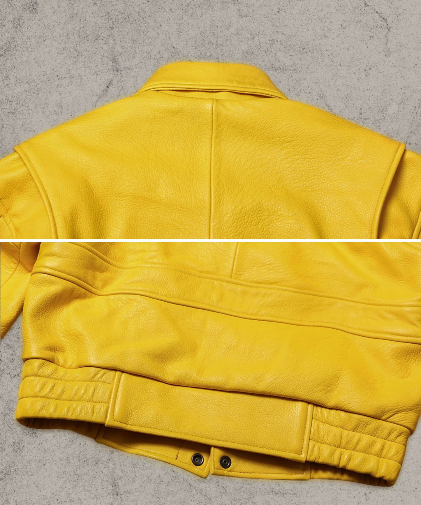 Yellow Leather Bomber Jacket For Women