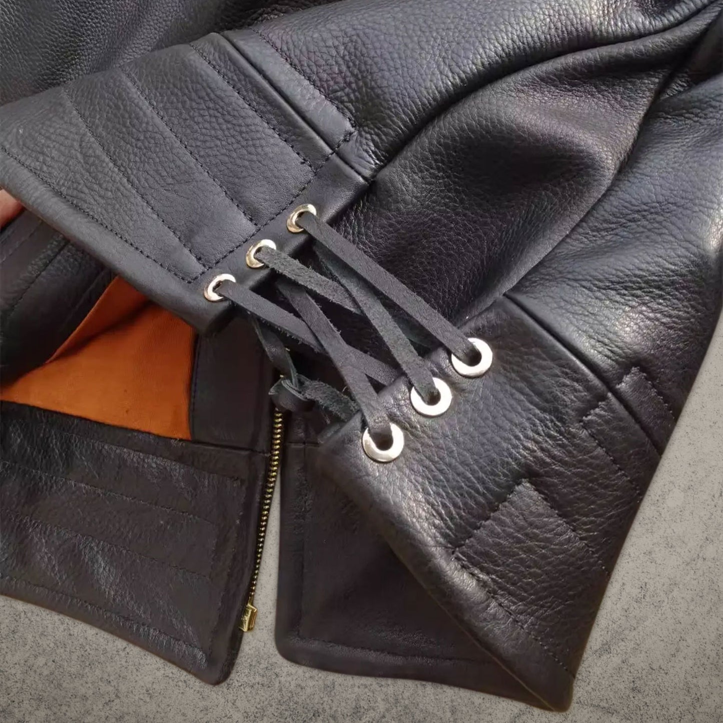 Double Rider Black Leather Motorcycle Jacket