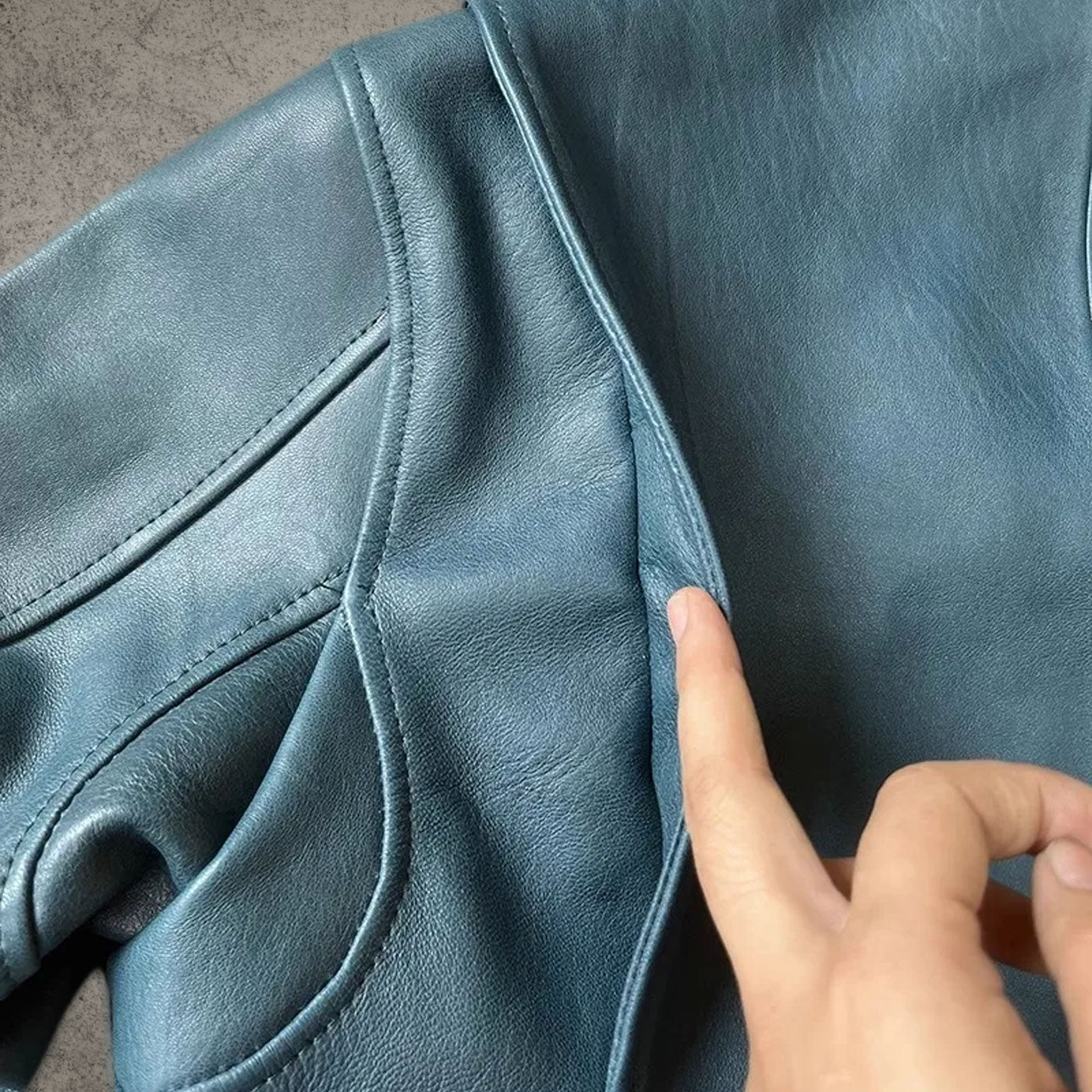 British Blue Bomber Leather Jacket