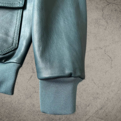 British Blue Bomber Leather Jacket