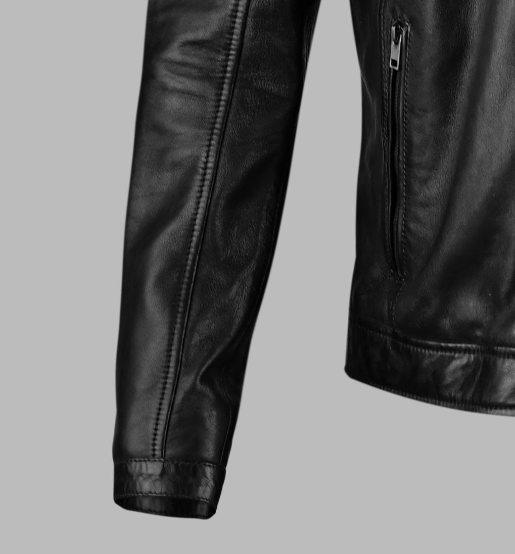 Classic Black Biker Leather Jacket For Womens