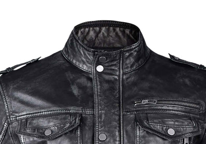 Mens Aviator Black Long Leather Jacket