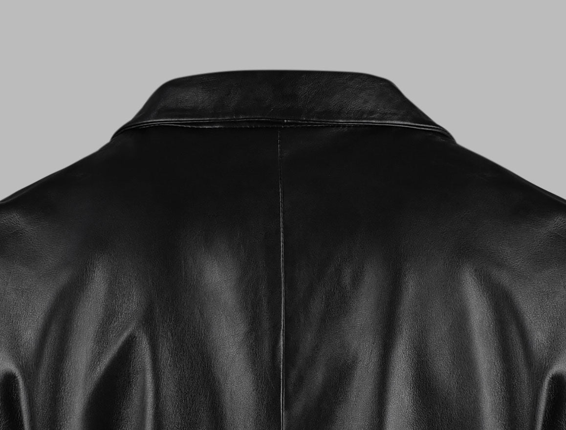 Black Leather Blazer For Mens
