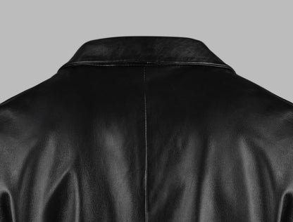 Black Leather Blazer For Mens