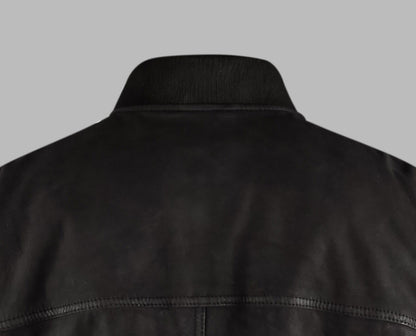 Black Suede Bomber Leather Jacket