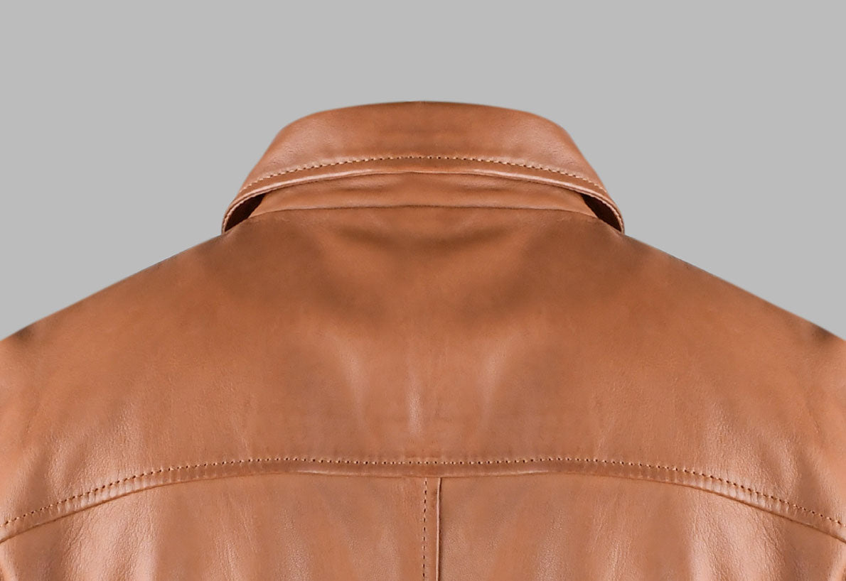 Brown Leather Biker Jacket For Mens