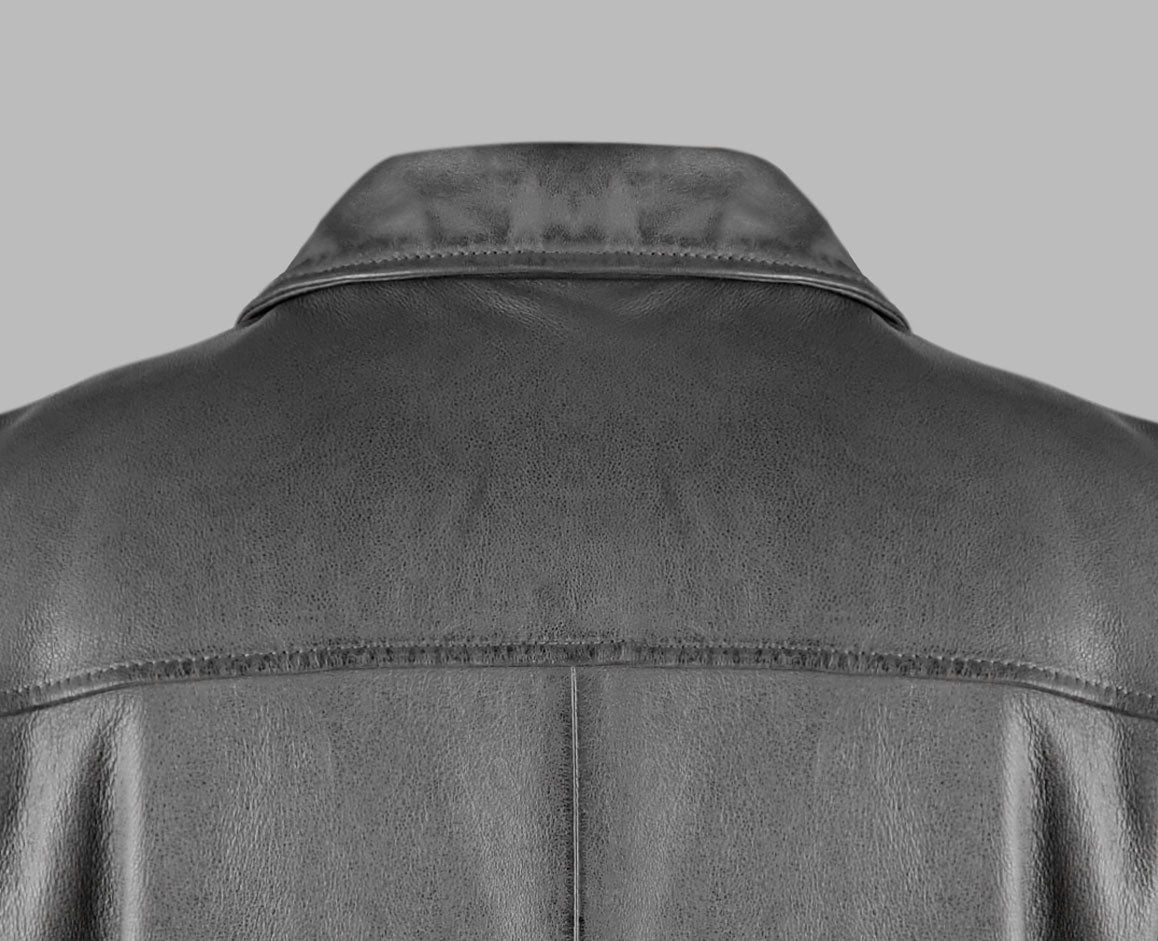 Grey Biker Leather Jacket For Mens