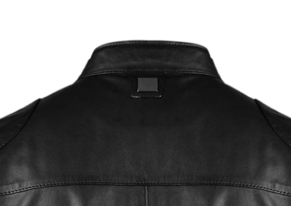 Mens Black and White Biker Leather Jacket