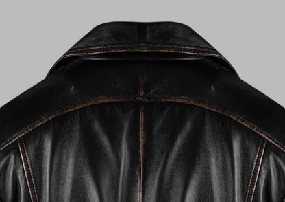 Distressed Brown Leather Jacket For Women