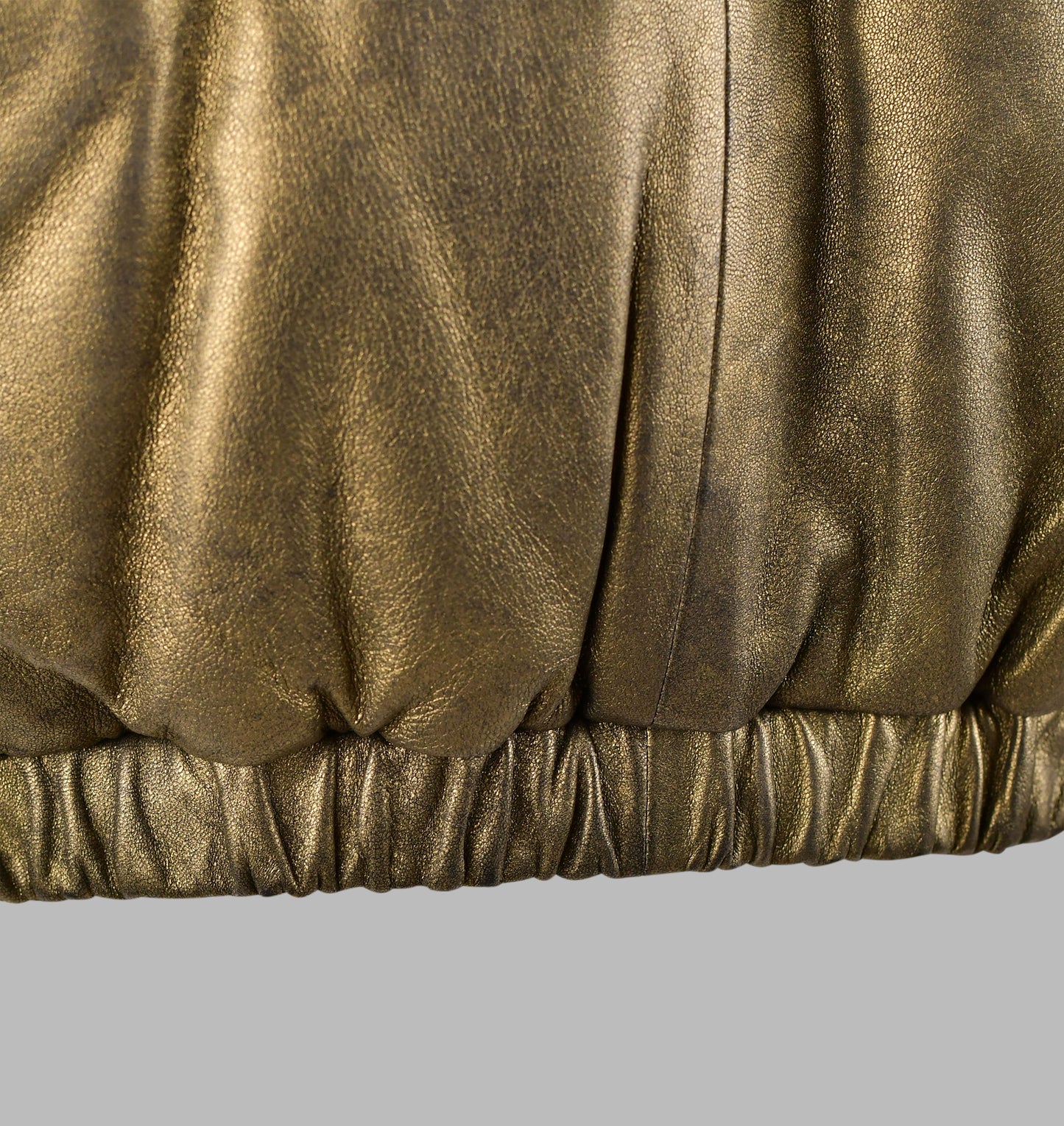 Metallic Gold Leather Jacket- Puffer Leather Jacket