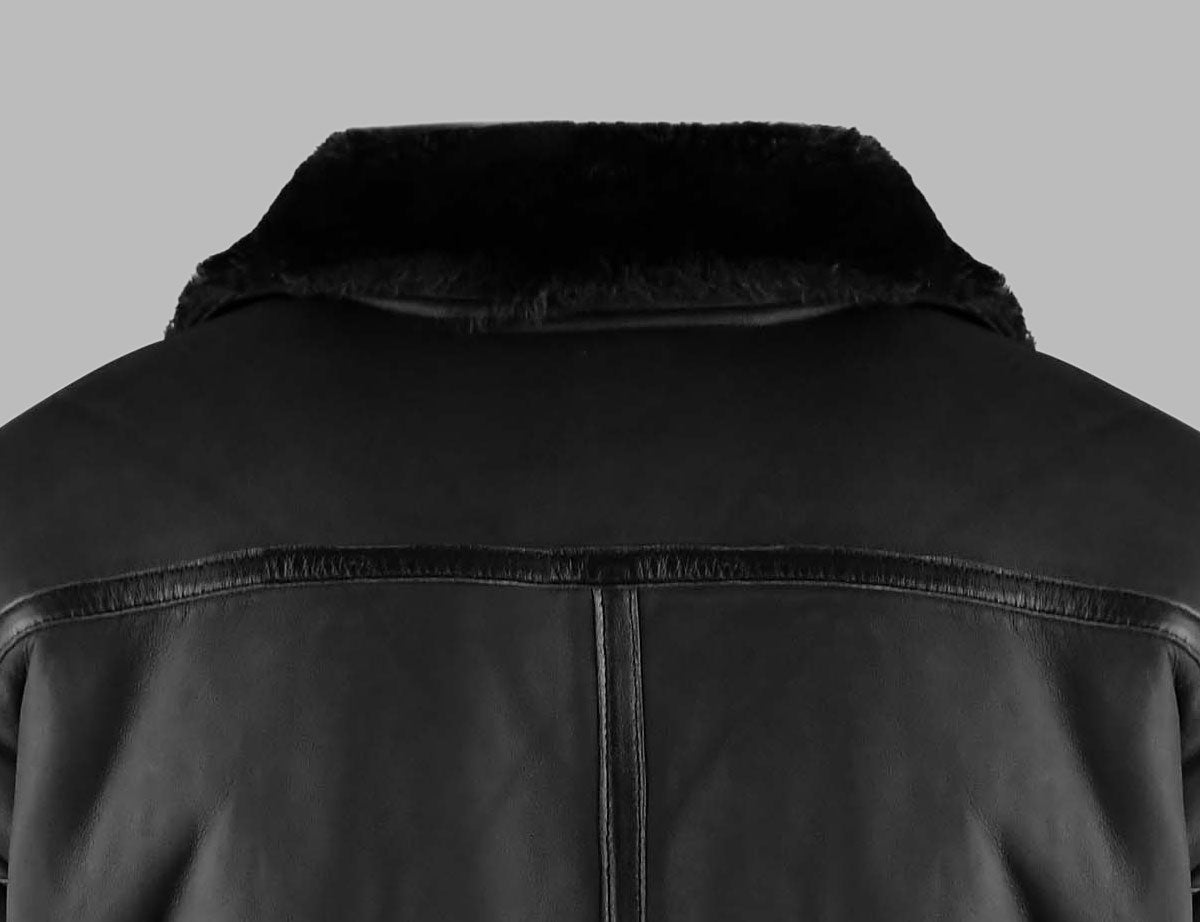 Black Sheepskin Mens Biker Jacket