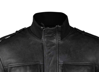 B3 Black Bomber Leather Jacket for Men