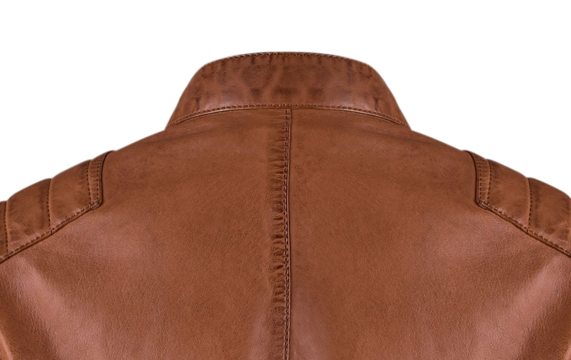 Womens Brown Biker Leather Jacket