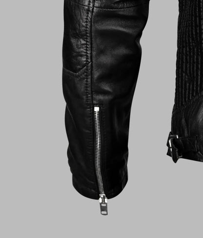 Black Leather Motorcycle Jacket For Men