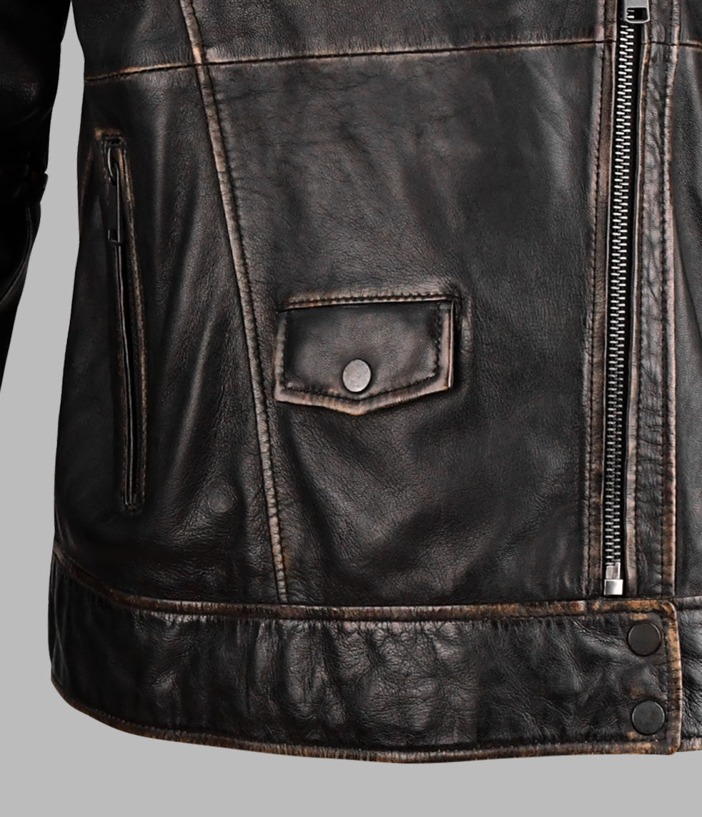Mens Brown Distressed Leather Jacket