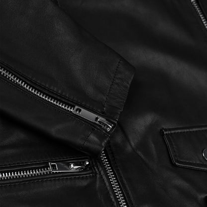 Black Real Leather Biker Jacket