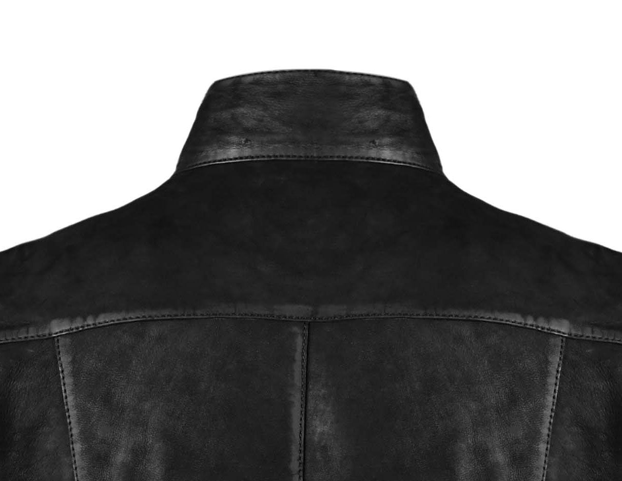 Mens Trucker Black Suede Leather Jacket