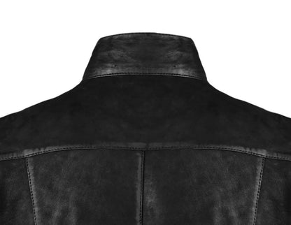 Mens Trucker Black Suede Leather Jacket