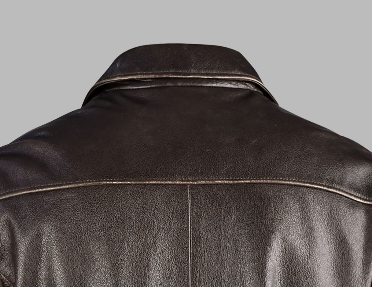 Dark Brown Vintage Leather Biker Jacket
