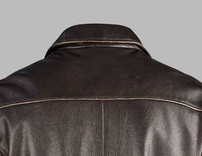 Dark Brown Vintage Leather Biker Jacket