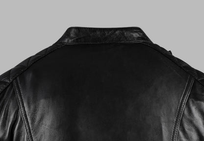 Womens Black Leather Motorcycle Riding Jacket