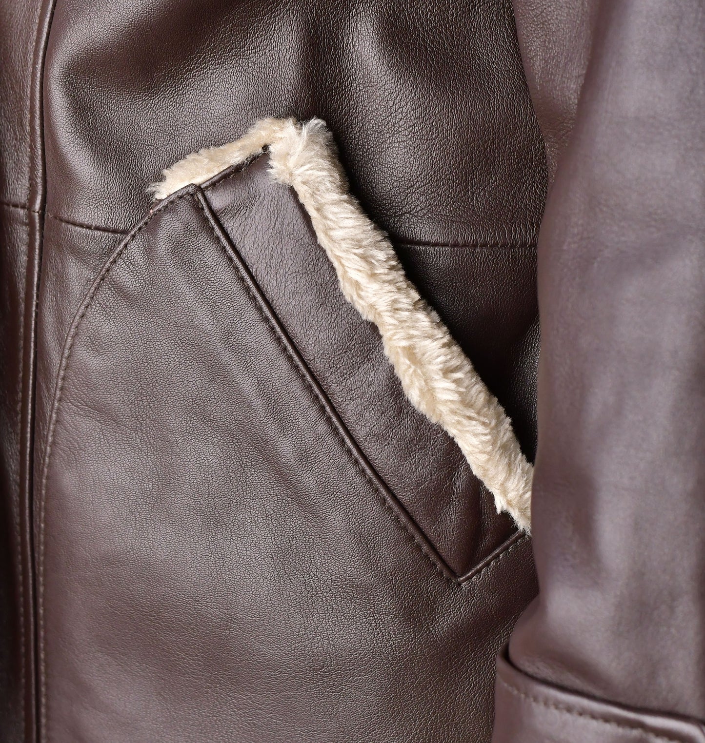 Brown Sheepskin Long Leather Coat With Fur