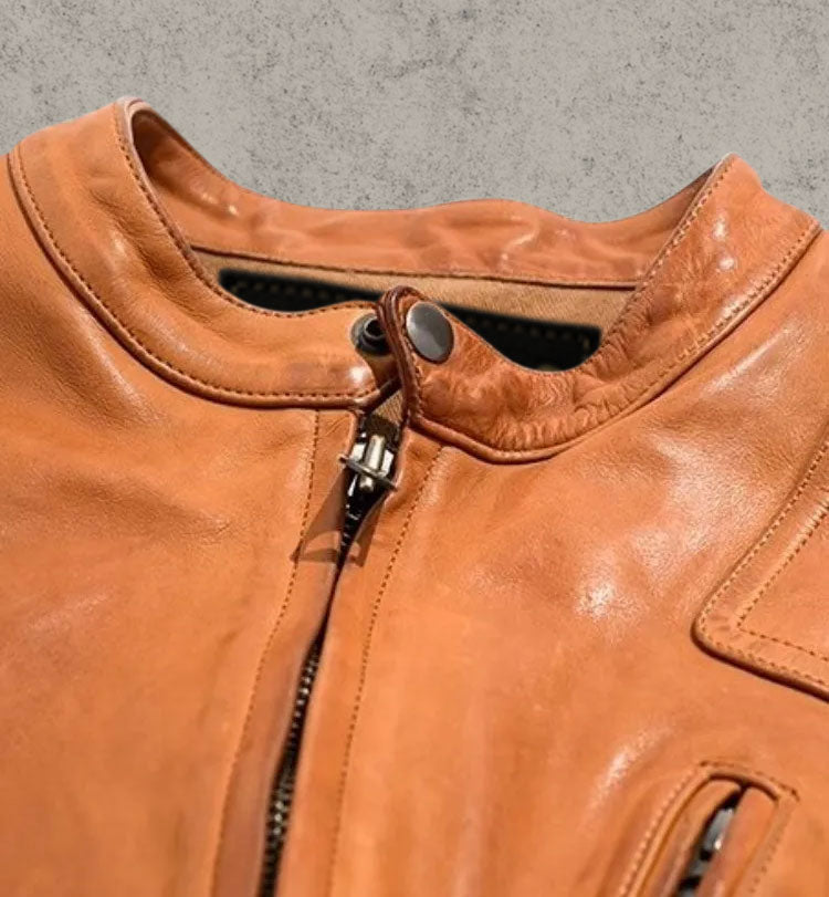 Japanese Vintage Brown Biker Leather Jacket