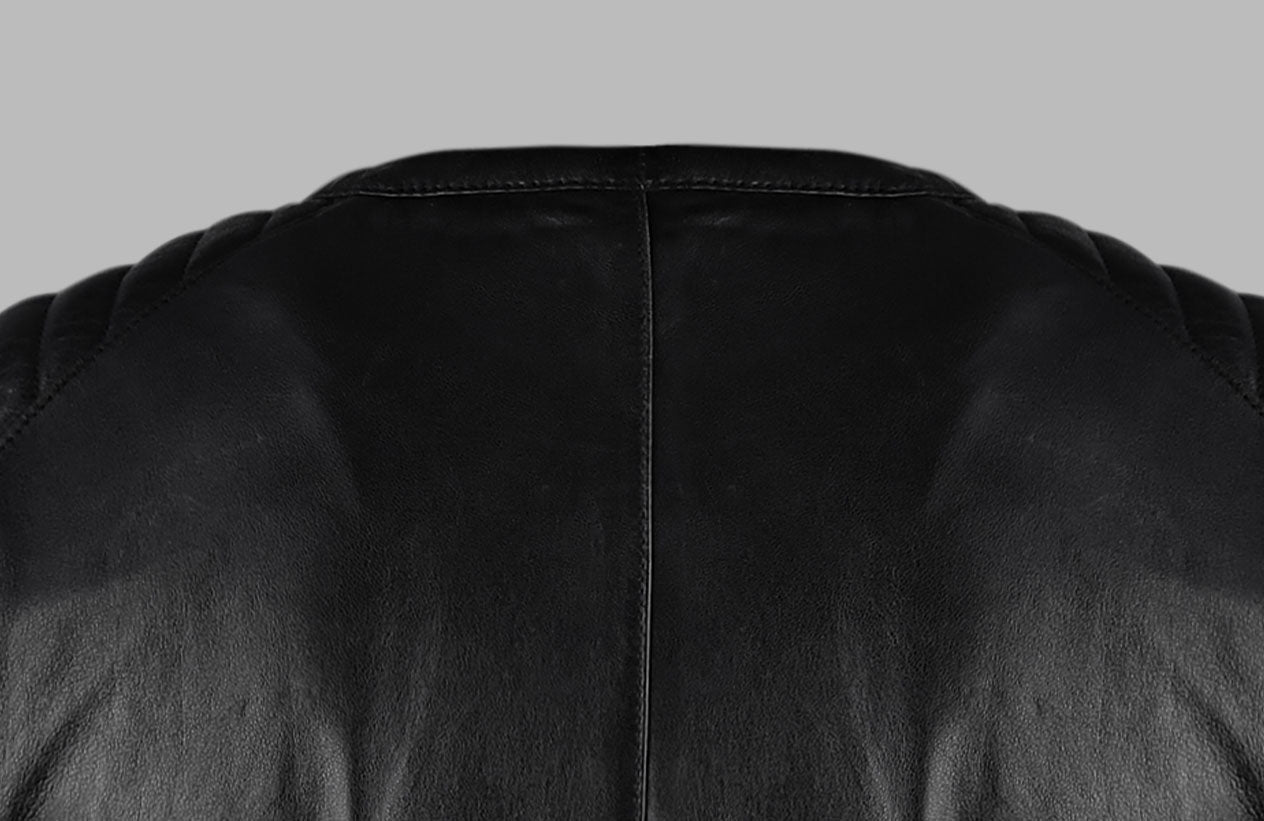 Classic Black Leather Biker Jacket For Womens