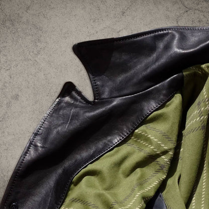 Black Leather Moto Jacket With Belt