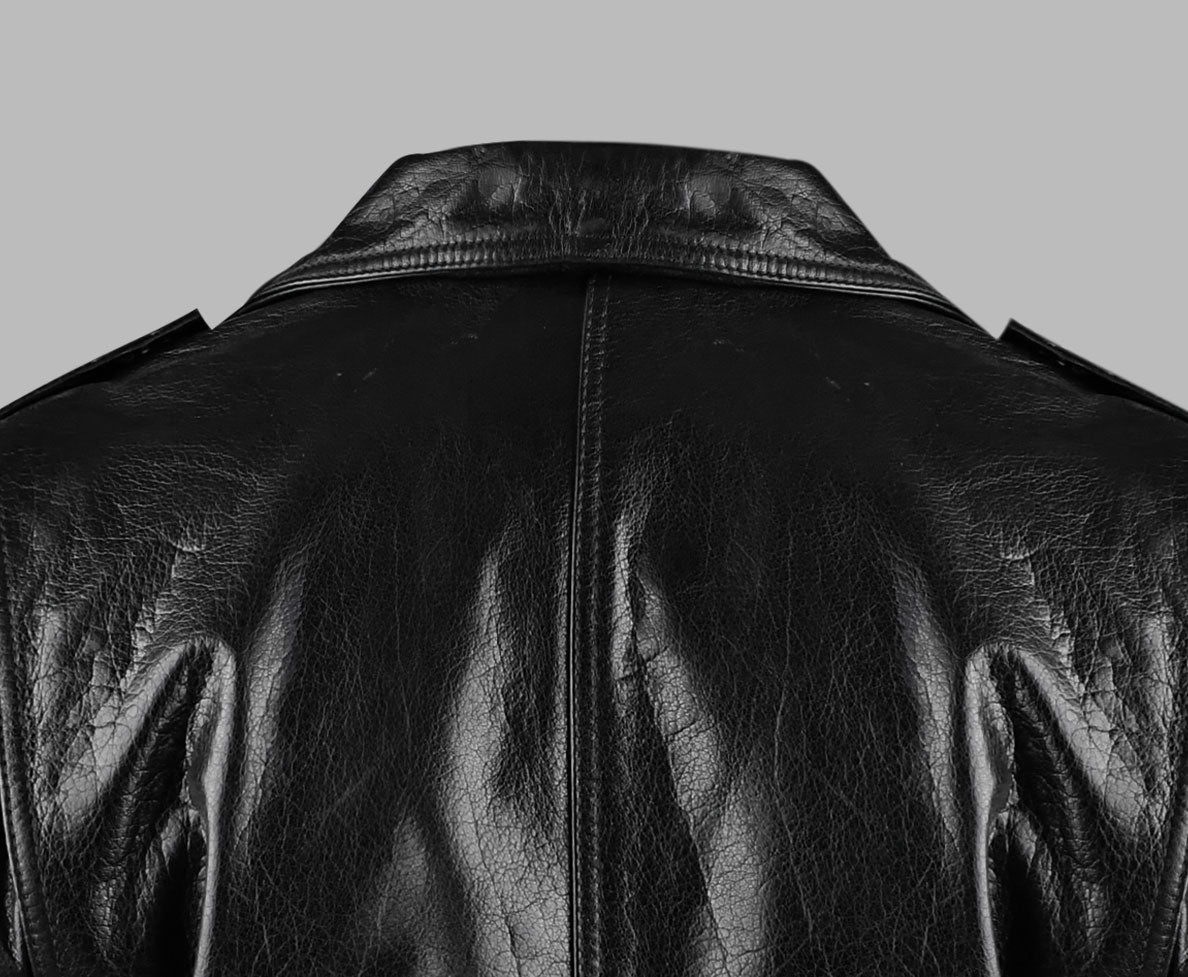 Distressed Black Motorcycle Leather Jacket
