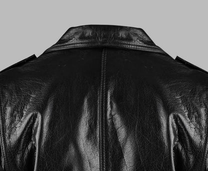 Distressed Black Motorcycle Leather Jacket