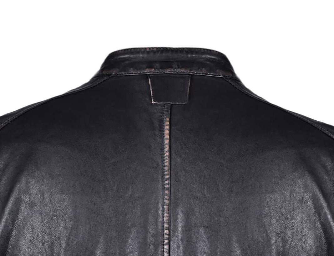 Black and white  Biker Leather Jacket with Stripe