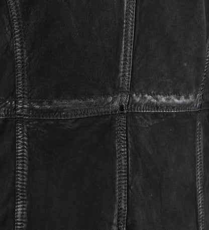Suede Black Leather Trench Coat
