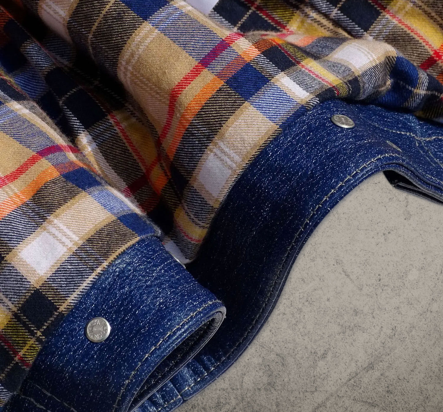 Denim Style Blue Leather Shirt Jacket
