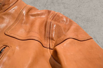 Japanese Vintage Brown Biker Leather Jacket