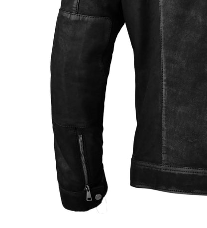 Mens Trucker Black Suede Leather Jacket
