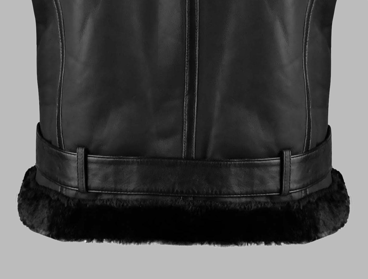 Black Sheepskin Mens Biker Jacket