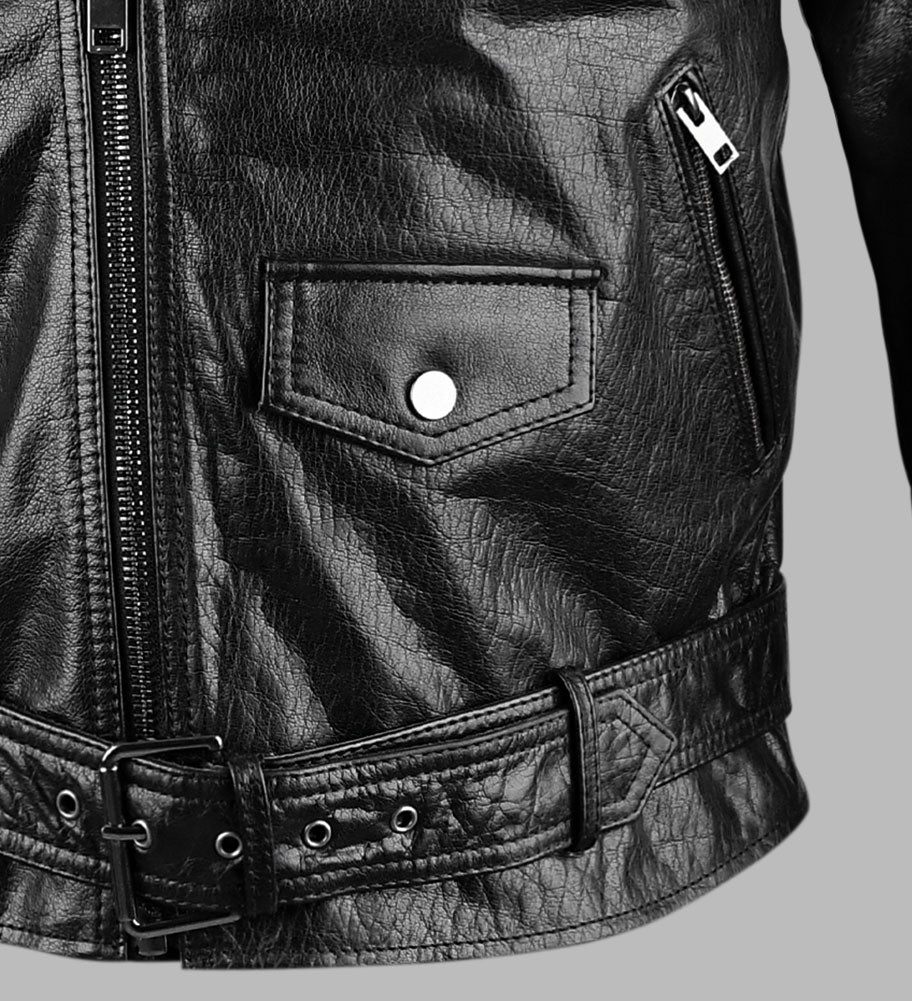Distressed Black Motorcycle Leather Jacket