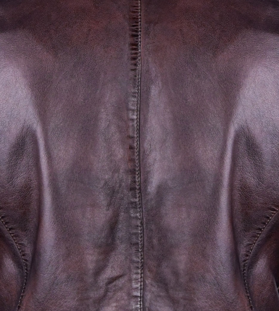 Distressed Burgundy Leather Jacket for Men